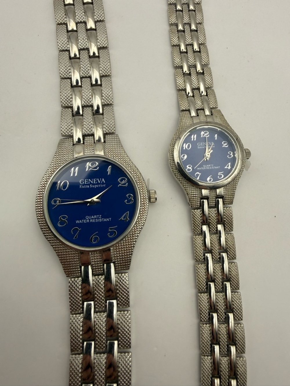 Geneva His & Hers Quartz Movement Watch Set Silver with Blue Dial (New Battery) - Picture 2 of 14
